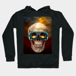 Human skull have on the industrial safety glasses Hoodie
